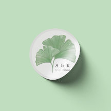 Greenery Ginkgo Tree Watercolor Wedding Monogram
