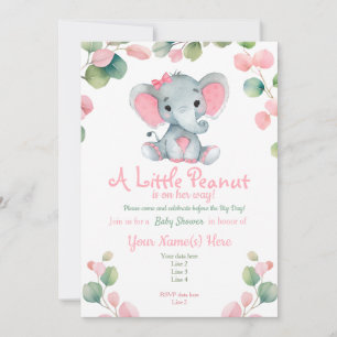 Greenery Girl Elephant Baby Shower invitation