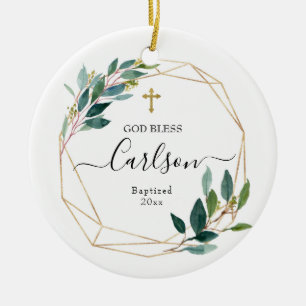 Greenery God Bless Baptised Ceramic Tree Decoration