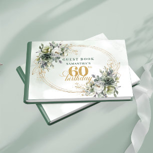 Greenery Gold 60th Birthday Botanical Guest Book