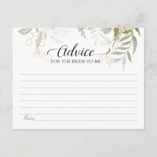 Greenery Gold Advice For The Bride-To-Be Card