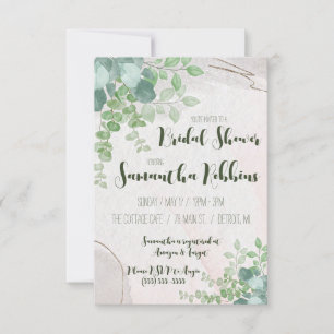Greenery, Gold, and Ivory Bridal Shower Invitation