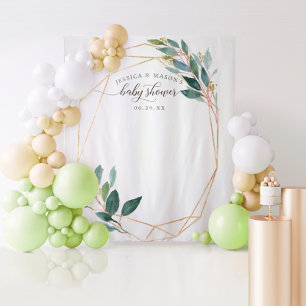 Greenery Gold Baby Shower Backdrop Photo Booth Tapestry