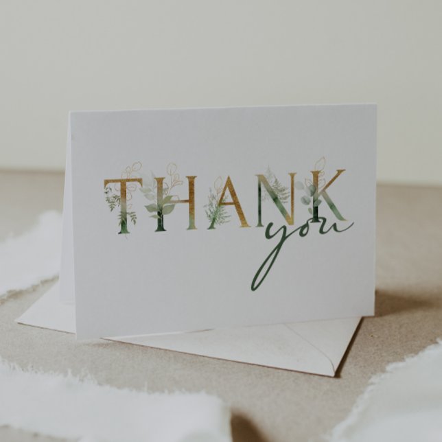 Greenery & Gold Baby Shower Folded Thank You Card (Creator Uploaded)