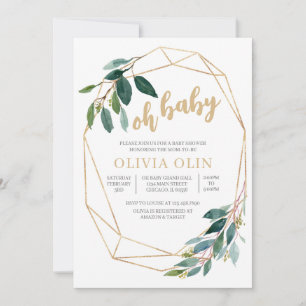 Greenery Gold Baby Shower Invitation