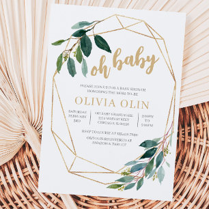 Greenery Gold Baby Shower Invitation