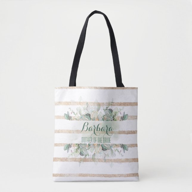 Greenery Gold Botanical Mother of the Bride Tote  Bag (Front)
