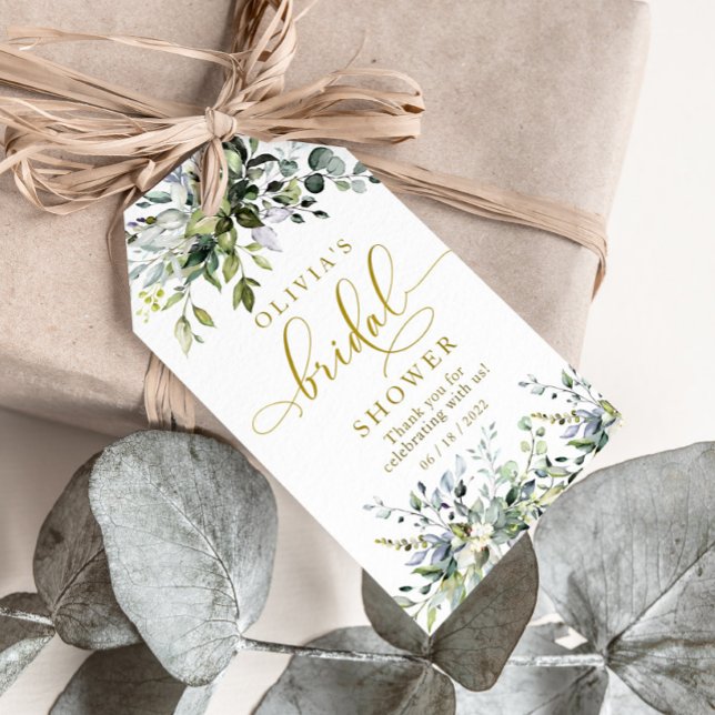 Greenery Gold Bridal Shower Favour Tag (Creator Uploaded)