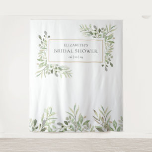 Greenery Gold Bridal Shower Photo Booth Backdrop Tapestry