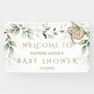 Greenery Gold Cute Slot Baby Shower Welcome Sign