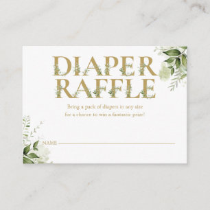 Greenery Gold Diaper Raffle Baby Shower Enclosure Card