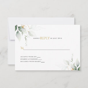 Greenery & Gold Eucalyptus Wedding RSVP Card