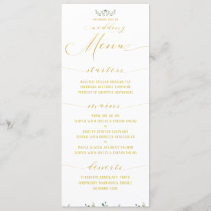 Greenery & Gold Fancy Calligraphy Wedding Dinner Menu