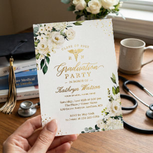 Greenery Gold Floral Nursing School Graduation