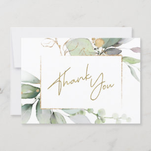 Greenery Gold Foliage Eucalyptus Thank You Note