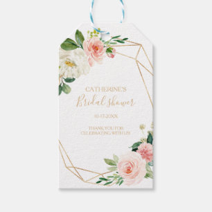 Greenery & Gold Geometric Elegant Bridal Shower Gift Tags