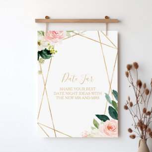 Greenery & Gold Geometric Elegant Date Jar Sign