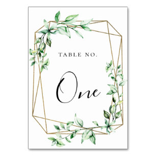Greenery Gold Geometric Frame Table Number