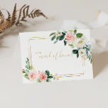 Greenery & Gold Geometric Maid of Honor Thank You<br><div class="desc">This greenery & gold geometric maid of honor thank you card is perfect for a rustic wedding. The design features lovely white,  pink,  and blush hand-painted roses and a touch of greenery,  adorning gold geometric frames,  inspiring artistic beauty.</div>