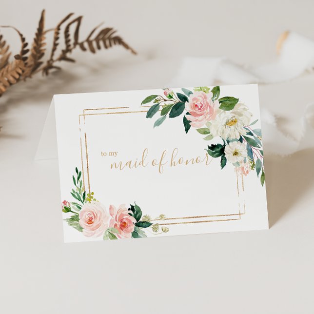 Greenery & Gold Geometric Maid of Honor Thank You (Creator Uploaded)