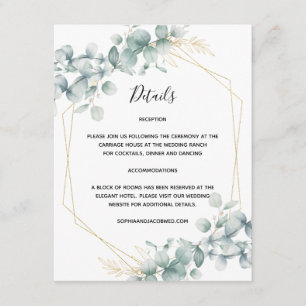 Greenery Gold Geometric Rustic Eucalyptus Wedding Enclosure Card