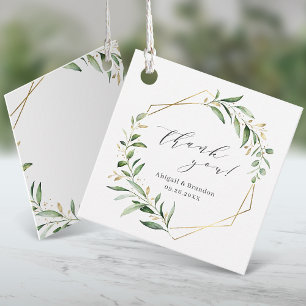 Greenery Gold Geometric Thank You Rustic Wedding Favour Tags
