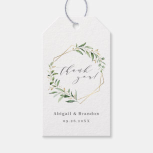 Greenery Gold Geometric Thank You Rustic Wedding Gift Tags