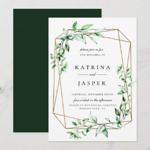 Greenery Gold Geometric Wedding Invitation
