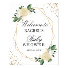 Greenery Gold Glitters Floral Baby Shower Sign