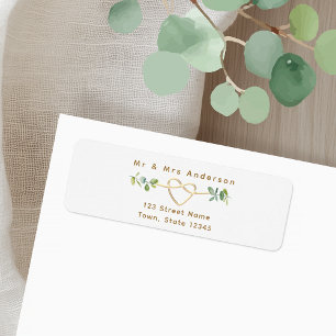 Greenery Gold Heart Wedding Return Address