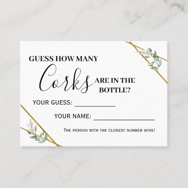 Greenery gold How many corks biingual game card (Front)