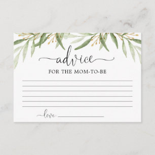 Greenery gold leaves Advice for mom parents Enclosure Card