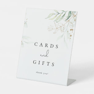 Greenery Gold Modern Cards and Gifts Pedestal Sign
