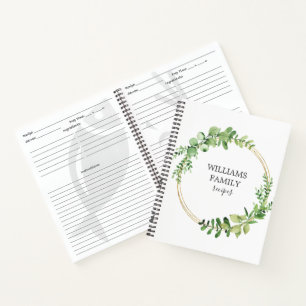 Greenery Gold Personalised Family Recipe Book