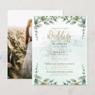 Greenery Gold PHOTO Wedding Invite BUDGET