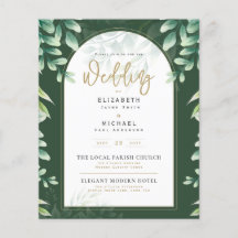 Greenery Gold PHOTO Wedding Invite BUDGET Flyer