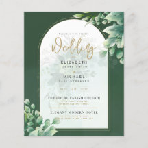 Greenery Gold PHOTO Wedding Invite BUDGET Flyer
