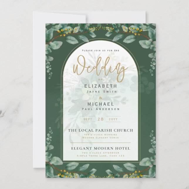 Greenery Gold PHOTO Wedding Invite LeahG (Front)