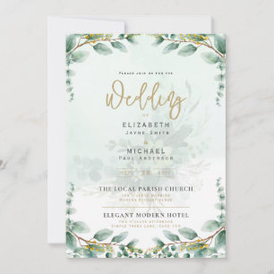Greenery Gold PHOTO Wedding Invite LeahG