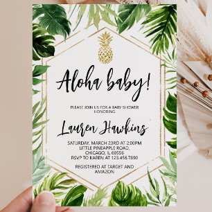 Greenery Gold Pineapple Baby Shower Invitation