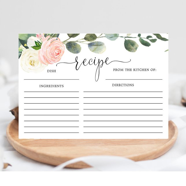 Greenery gold pink bridal shower recipe card (Creator Uploaded)