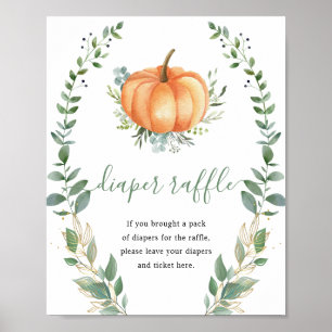 Greenery Gold Pumpkin Diaper Raffle Baby Shower Poster