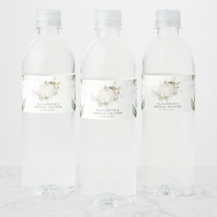 Greenery Gold Pumpkin Fall Bridal Shower Favours Water Bottle Label