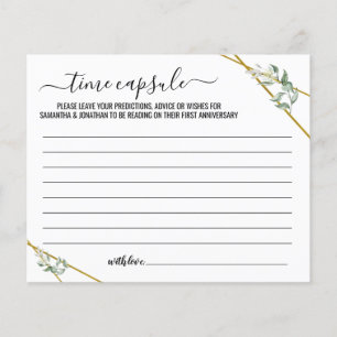 Greenery gold Time capsule advice bilingual card