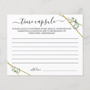 Greenery Gold Time Capsule Advice Shower Game Card