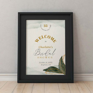 Greenery Gold Watercolor Bridal Shower Welcome Poster