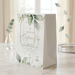 Greenery Gold Watercolor Confirmation Medium Gift Bag