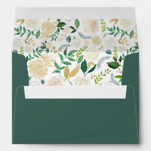 Greenery Gold Watercolor Floral for 5x7 card Envelope