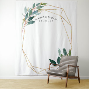 Greenery Gold Wedding Backdrop Photo Booth Tapestry
