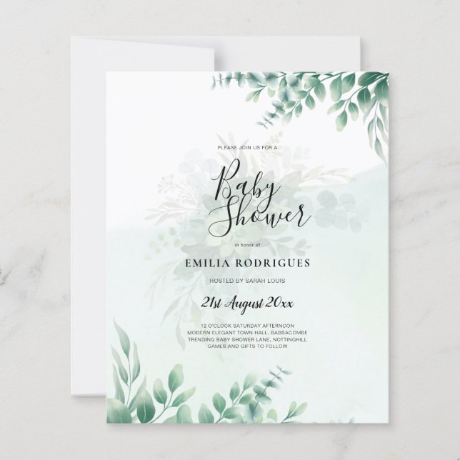 Greenery Gold Wedding Eucalyptus Leaves QR CODE (Front)